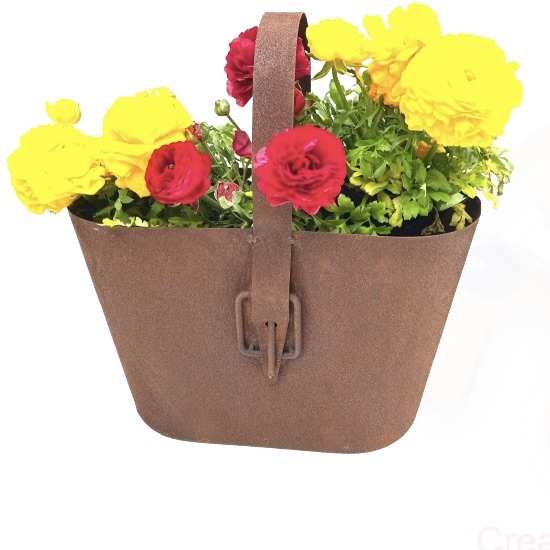 Tasche Blumen  Edelrost Design  zum bepflanzen Gartendekoration Tarrasse Garten 
