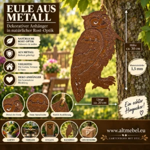 Edelrost Eule mit Baumspieß