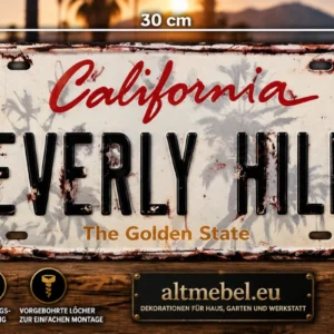 Blechschilder Sprüche 30x15cm California Beverly Hills The Golden State