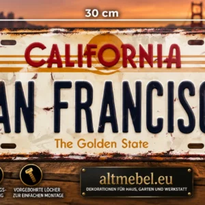 Blechschilder Sprüche 30x15cm Kalifornien San Francisco The Golden State.