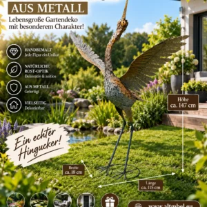 Metallvogel Gartenfigur – „Flug der Natur“ Kranich