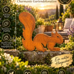 Edelrost Eichhörnchen Gartenstecker Tierfiguren Baumdeko Gartendekoration