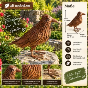 Edelrost Brau Rabe Gartendekoration