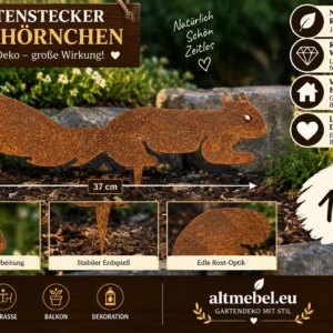 Eichhörnchen Edelrost Gartenstecker Tierfiguren