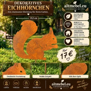 Edelrost Eichhörnchen Gartendekoration Tierfiguren