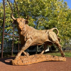 Stier Figur Gusseisen 31 cm Edelrost Bulle Skulptur Gartendeko Rostoptik