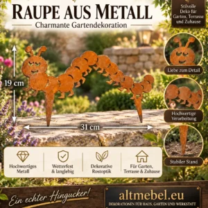 Tausendfüßler Metall Edelrost Gartenstecker Rost Gartendekoration Beetstecker